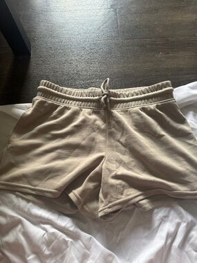 Women's Cotton Blend Tie-Waist Shorts in Beige